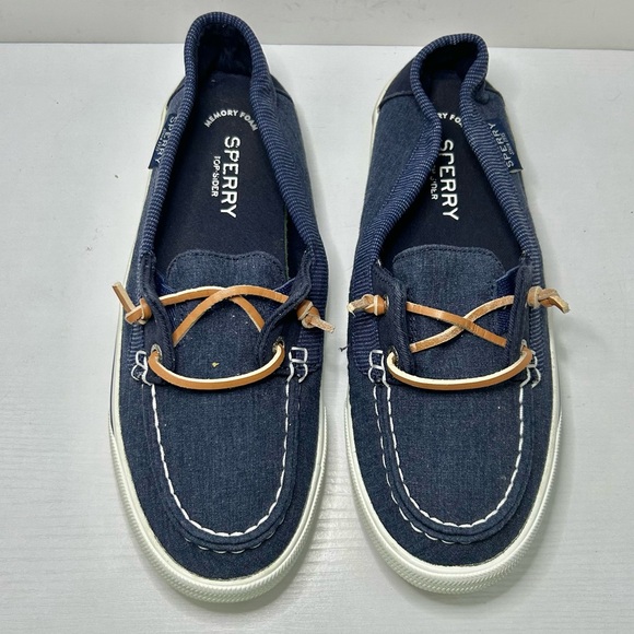 Sperry Top-Sider Lounge Away Navy Blue Canvas Boat Shoes Size 8 - Picture 3 of 16
